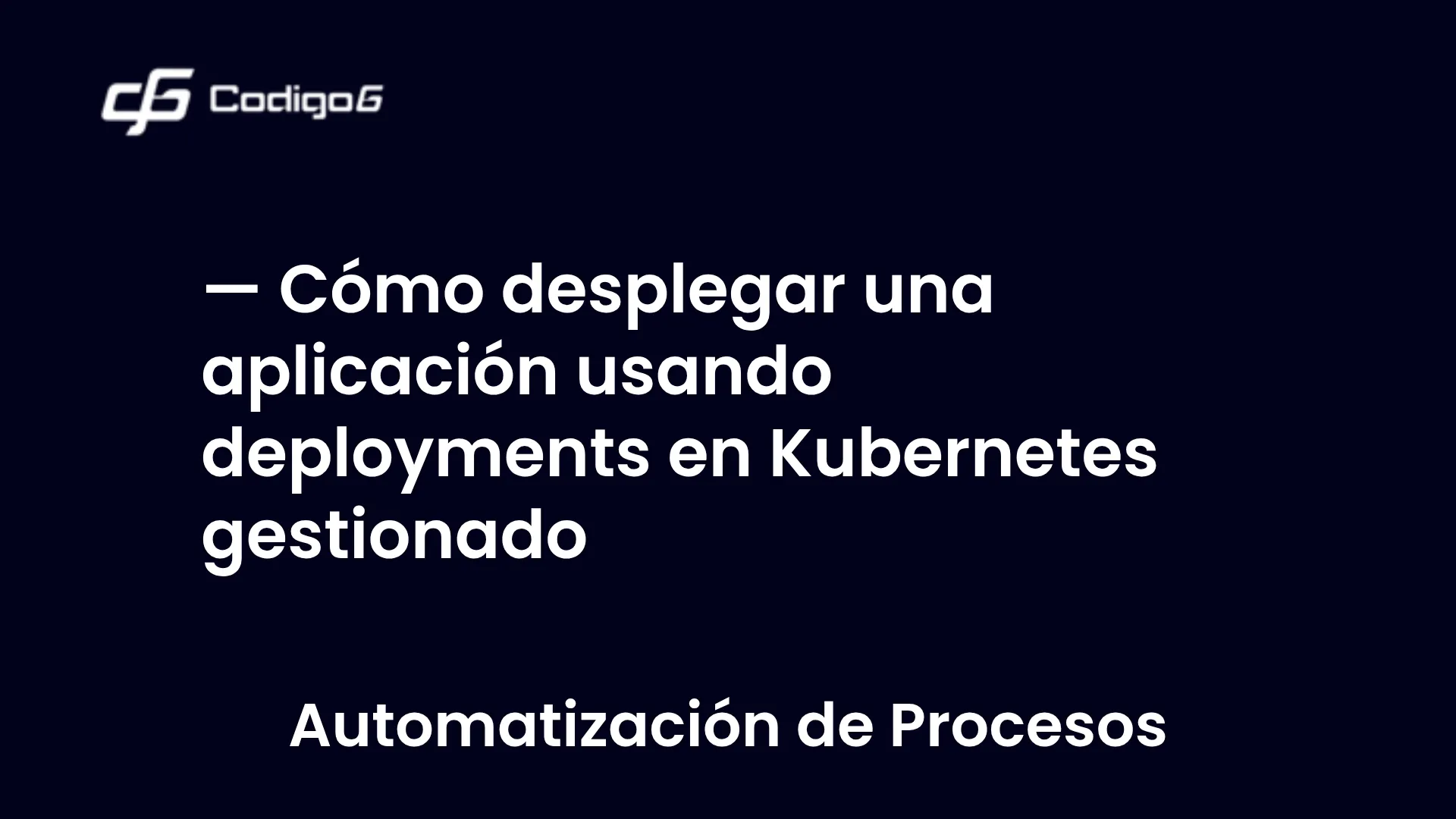 imagen destacada del post con un texto en el centro que dice Cómo desplegar una aplicación usando deployments en Kubernetes gestionado y abajo del texto aparece la categoria del post