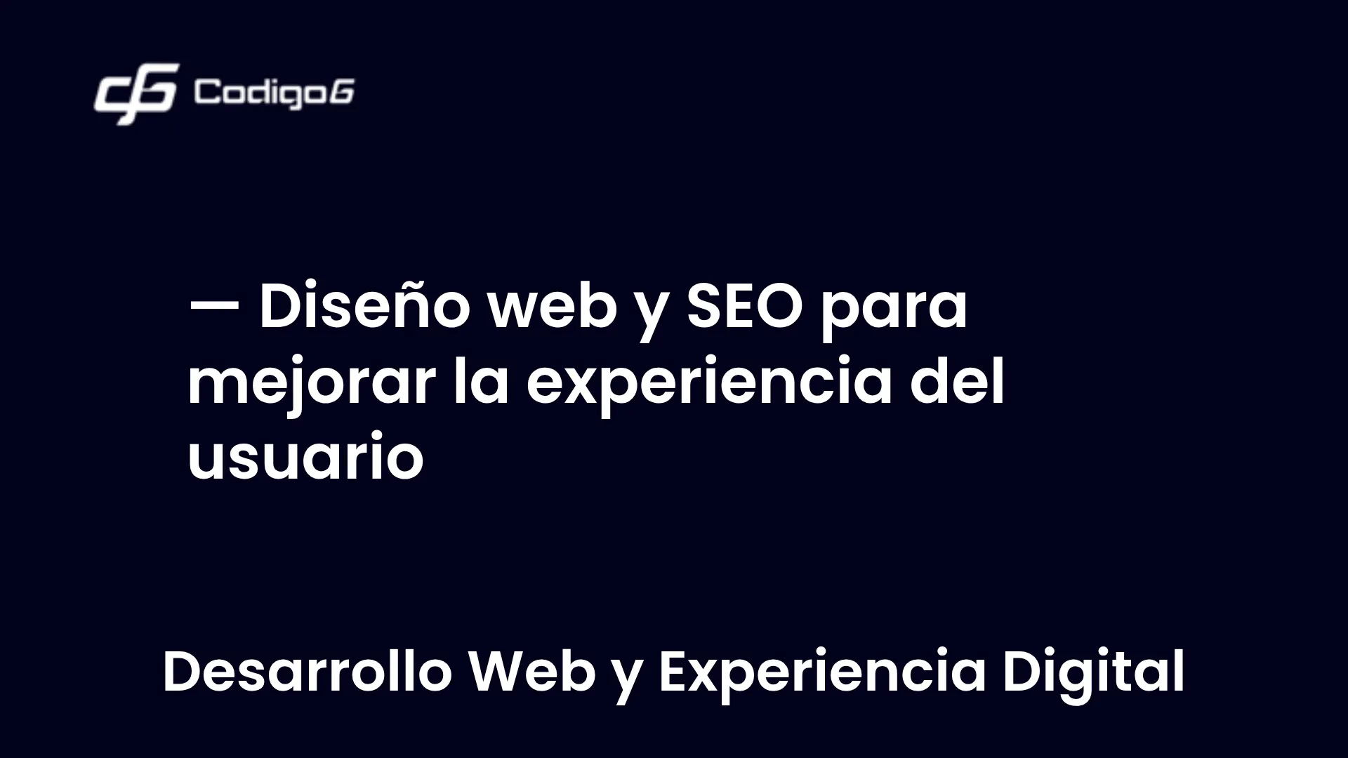 imagen destacada del post con un texto en el centro que dice Diseño web y SEO para mejorar la experiencia del usuario y abajo del texto aparece la categoria del post