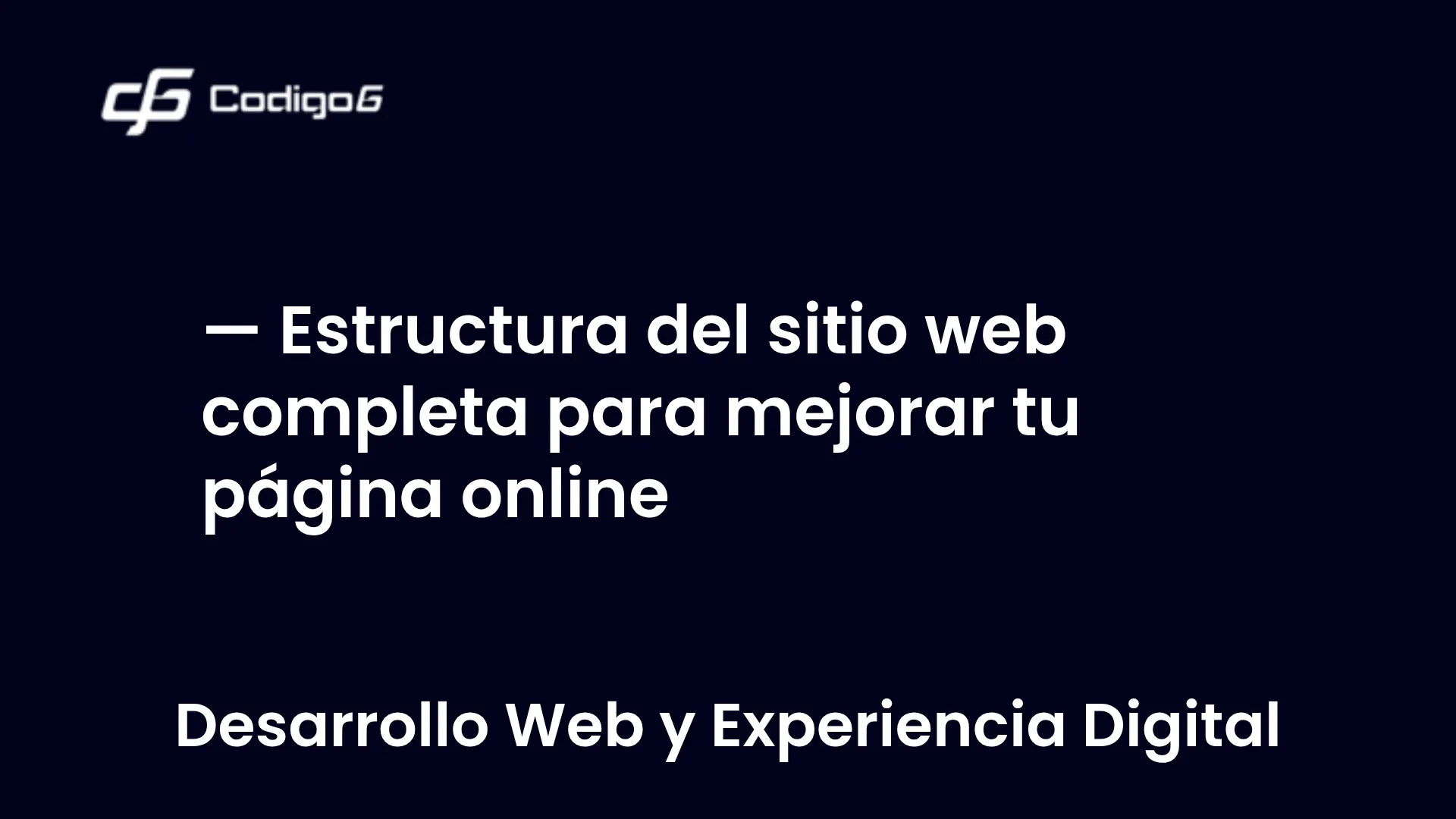 imagen destacada del post con un texto en el centro que dice Estructura del sitio web completa para mejorar tu página online y abajo del texto aparece la categoria del post