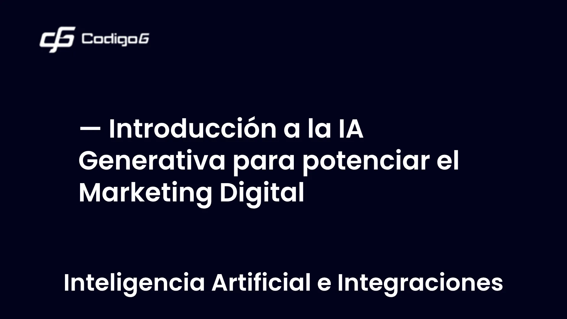 imagen destacada del post con un texto en el centro que dice Introducción a la IA Generativa para potenciar el Marketing Digital y abajo del texto aparece la categoria del post